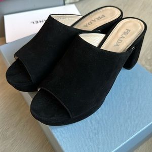 Prada black suede heel